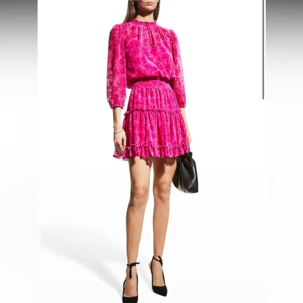 Shoshanna Mini Dress Women's Size 0 Arlene Velvet Devore Pink B8